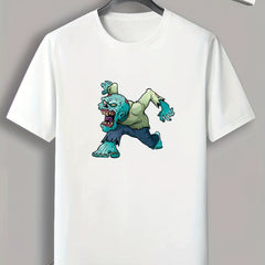 Men's Zombie Print T-shirt for Summer Outdoor
