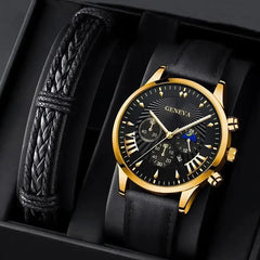 Sports Business Watch & Bracelet Set for Men