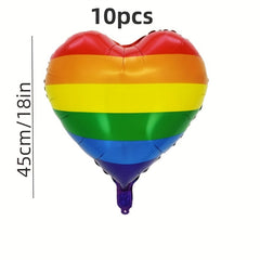 10pcs Rainbow Heart Balloons - Colorful Party Supplies for Diversity & Inclusion