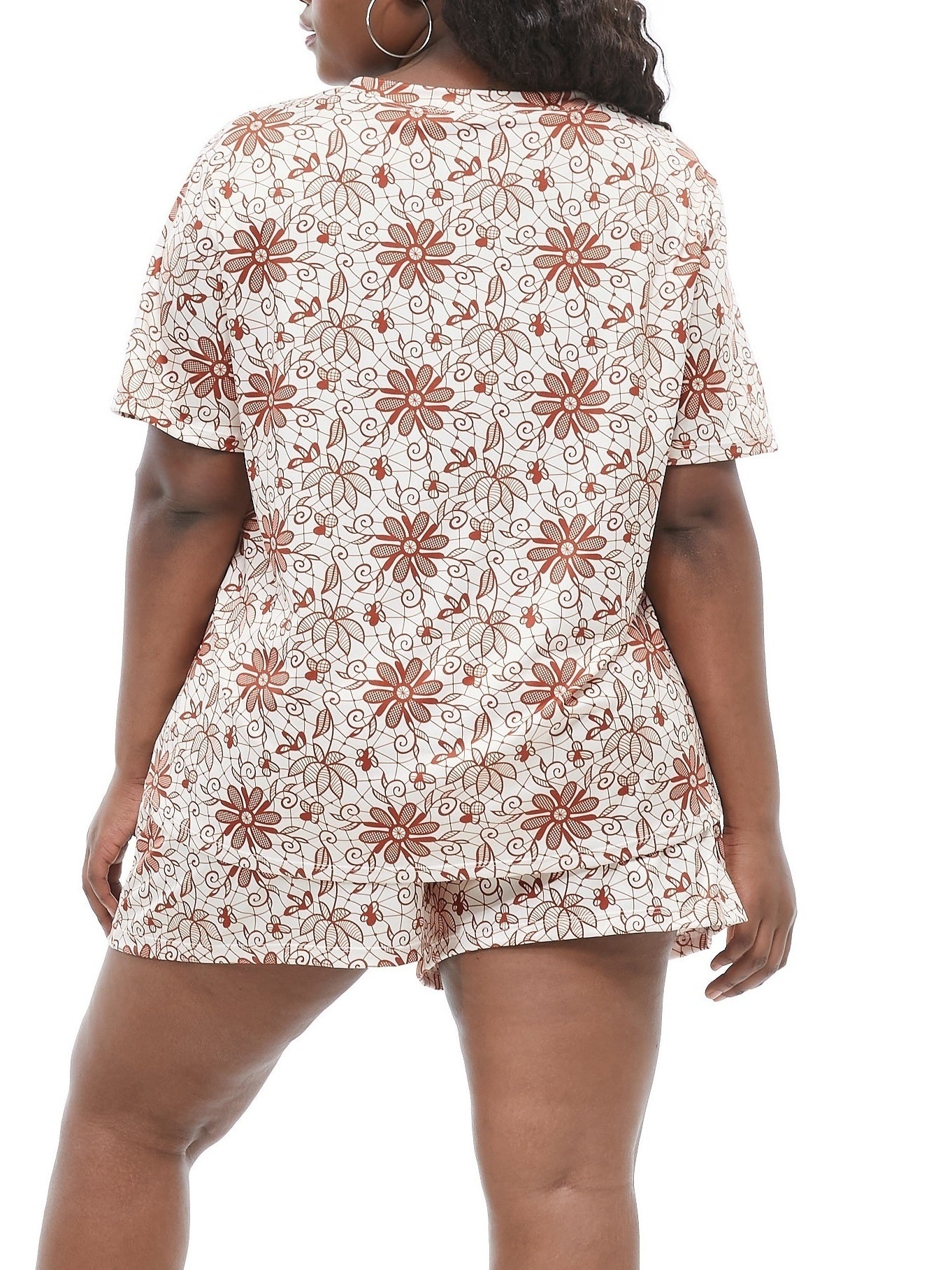 Floral Print Tee & Shorts Pajama Set