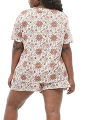 Floral Print Tee & Shorts Pajama Set