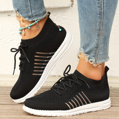 Women's Breathable Mesh Sneakers Lace Up Outdoor Shoes Lightweight Walking Shoes