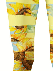 Sunflower Graphic Leggings Girls Thick Leggings Fall Winter Gift