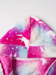 Kid's Unicorn Hooded Bathrobe Gradient Flannel Pajamas