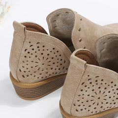 Women's V Cut Chunky Heeled Ankle Boots
