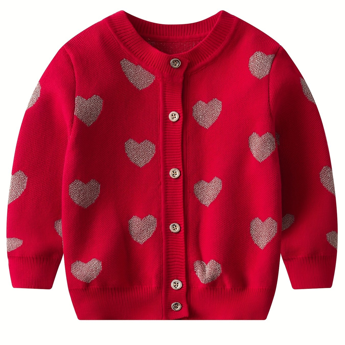 Toddler Girls' Knit Sequin Star Button Sweater