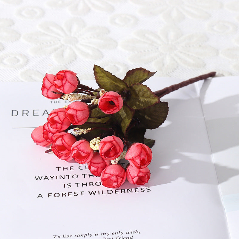 15 Mini Roses Bouquet Realistic Decoration Perfect Gift Birthday Party Supplies