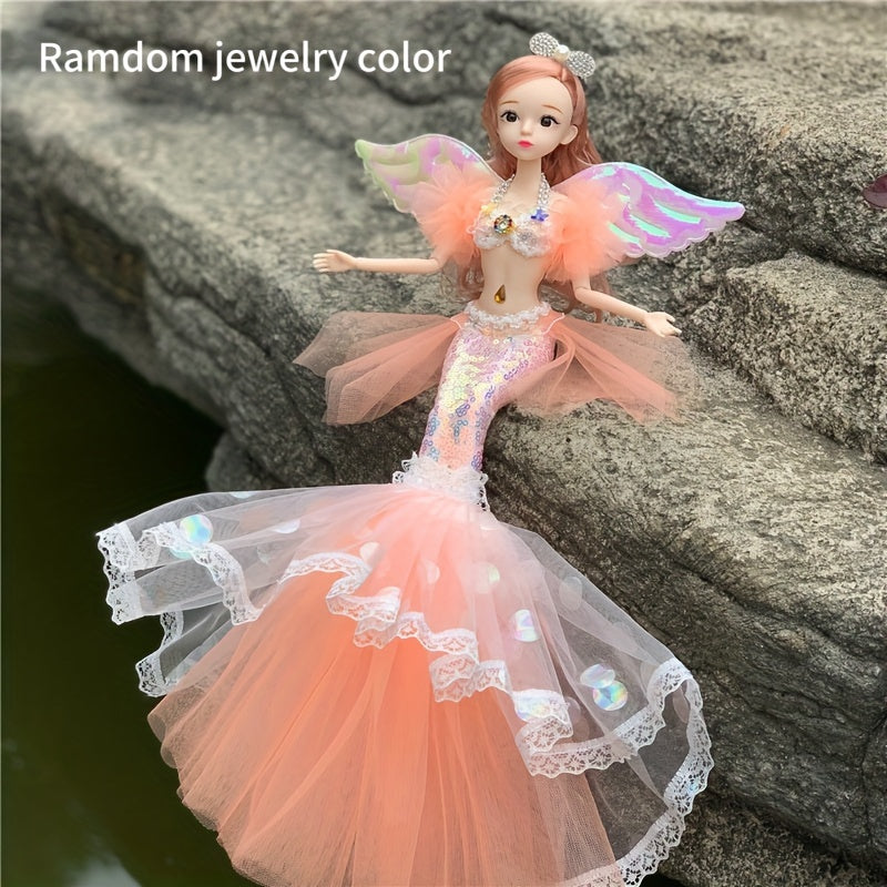 Classic Mermaid Doll Colorful Hair, Glittering Outfit Toy