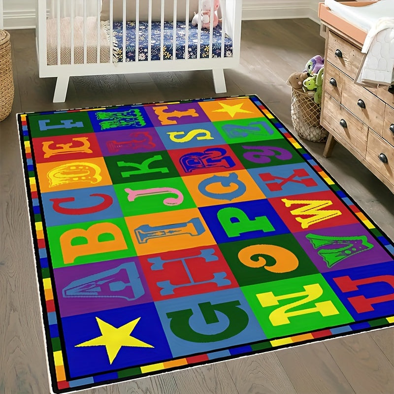 Kids Rug Numbers And Letters Area Rug for Playroom & Nursery