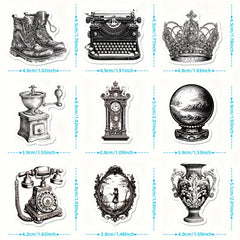 50pcs Medieval Retro Style Waterproof Stickers Mixed C