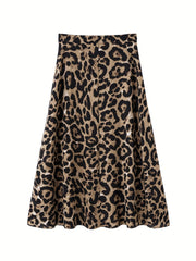 Leopard Print High Waist Split Skirt Sexy Skirt For Spring & Summer