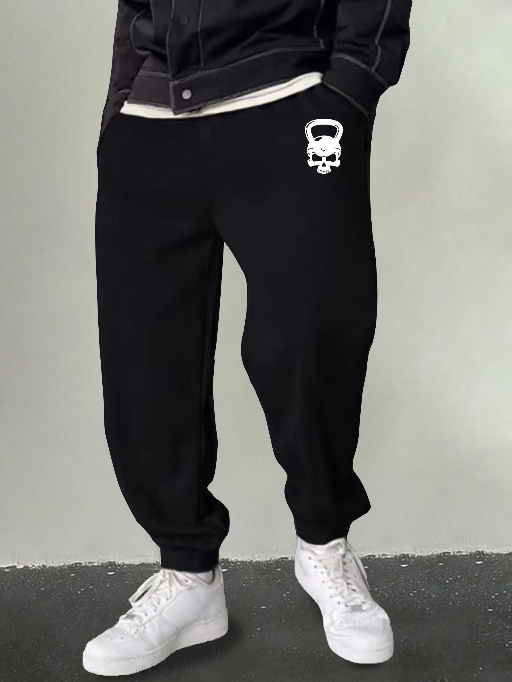 Men's Skull Print Joggers Casual Stretch Sweatpants