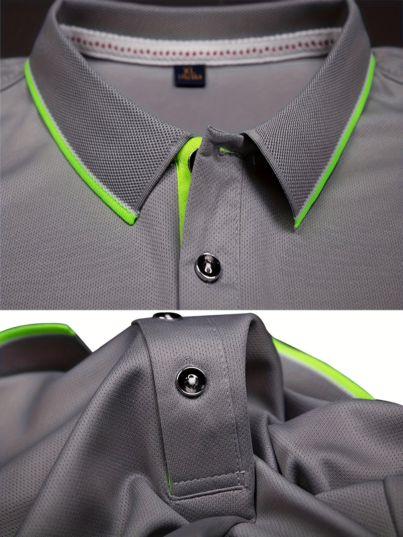 Men's Solid Bright Polo Shirt Casual Slightly Stretch Lapel Button Up Polo Shirt