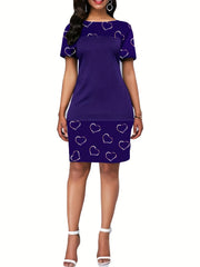 Crew Neck Pencil Dress Short Sleeve for Women