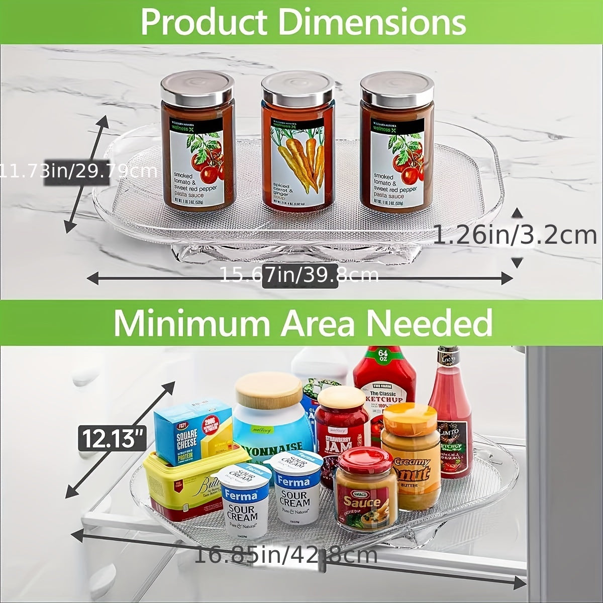 Square Lazy Susan Organizer for Refrigerator Countertop