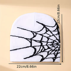 Spider Web Graphic Beanie Hat Hip Hop Skull Cap Unisex Y2K Winter Warm Knit Hat