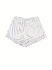 Pajama Set Satin Short Sleeve Shirt & Shorts Home Wear Two Piece