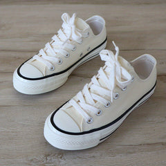 Women's Canvas Lace Up Flat Shoes Low Round Toe Casual Outdoor Sporty Shoes