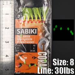Sabiki Rigs w/ High Carbon Hooks & Glow Beads for Fishing