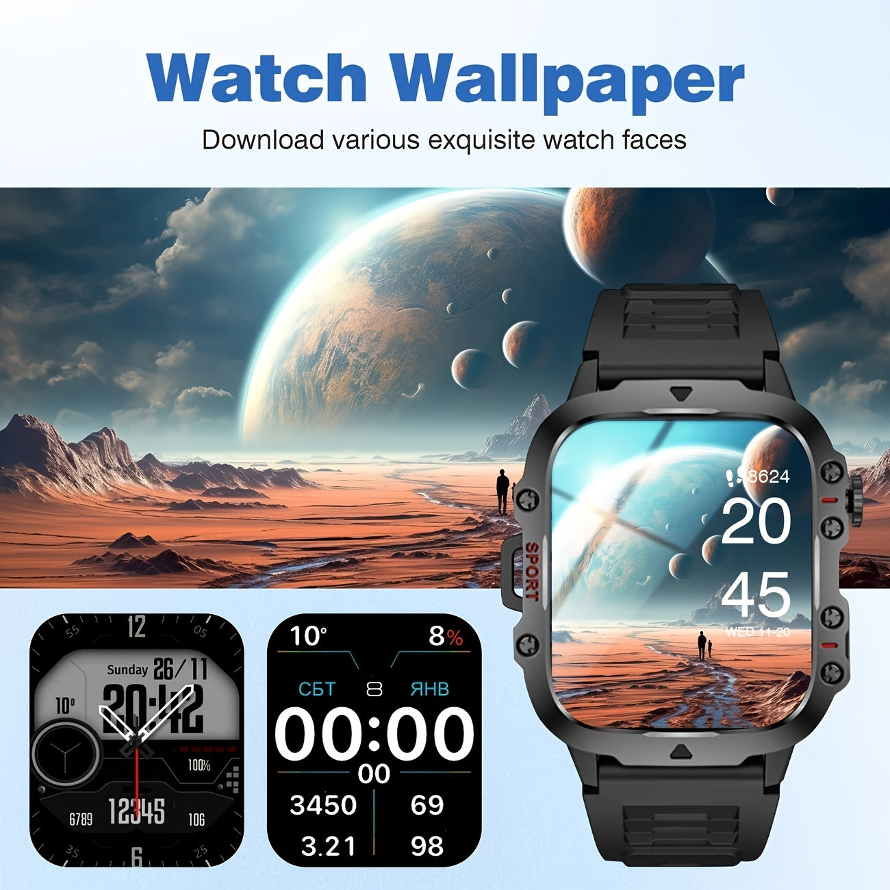 100 Sports Modes Smartwatch USB Charging