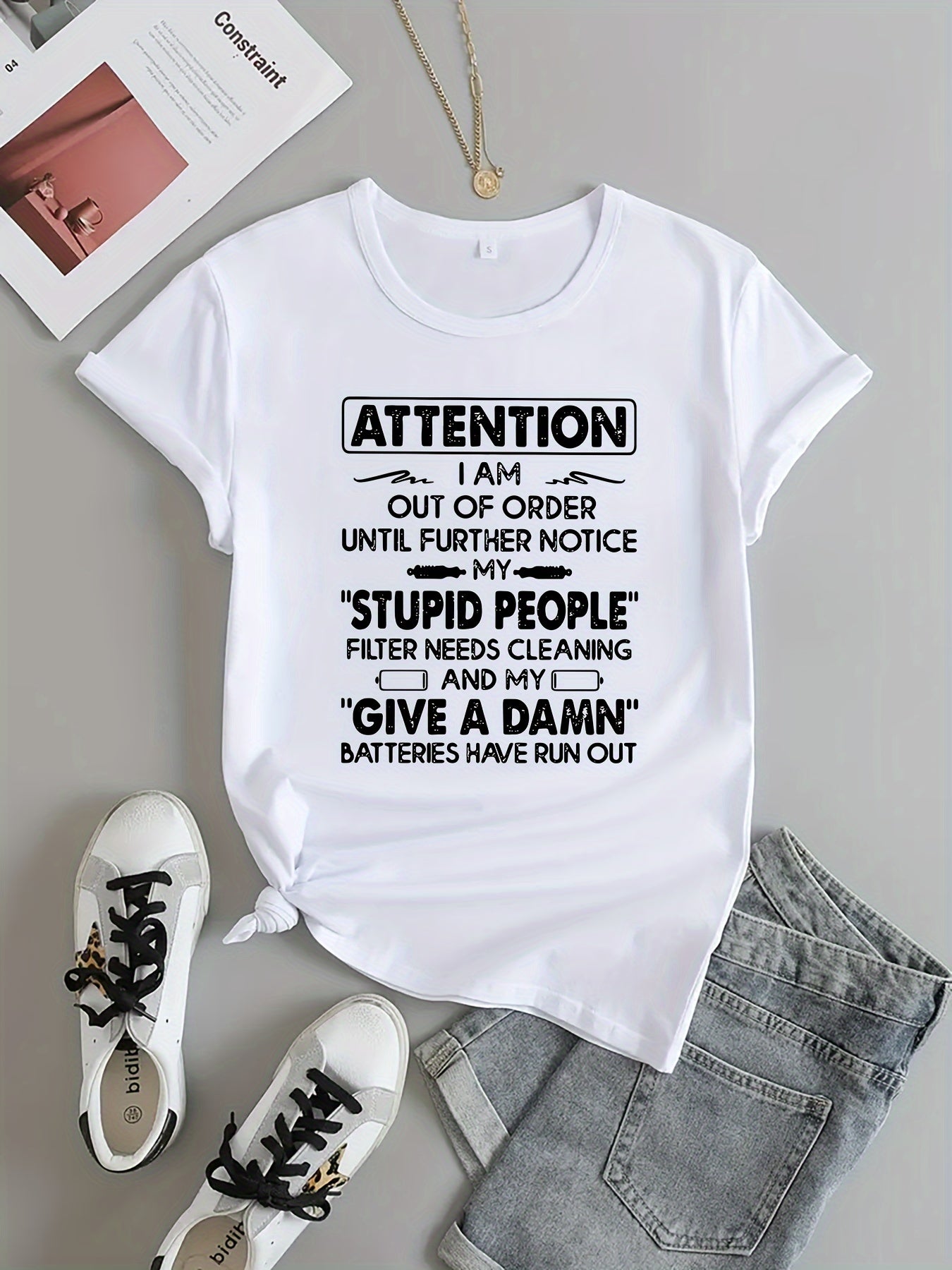 Women's Graphic Sports T-shirt, Round Neck, Short Sleeves