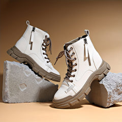 Women's Retro Thick Bottom Boots Lace Up Comfortable Shoes