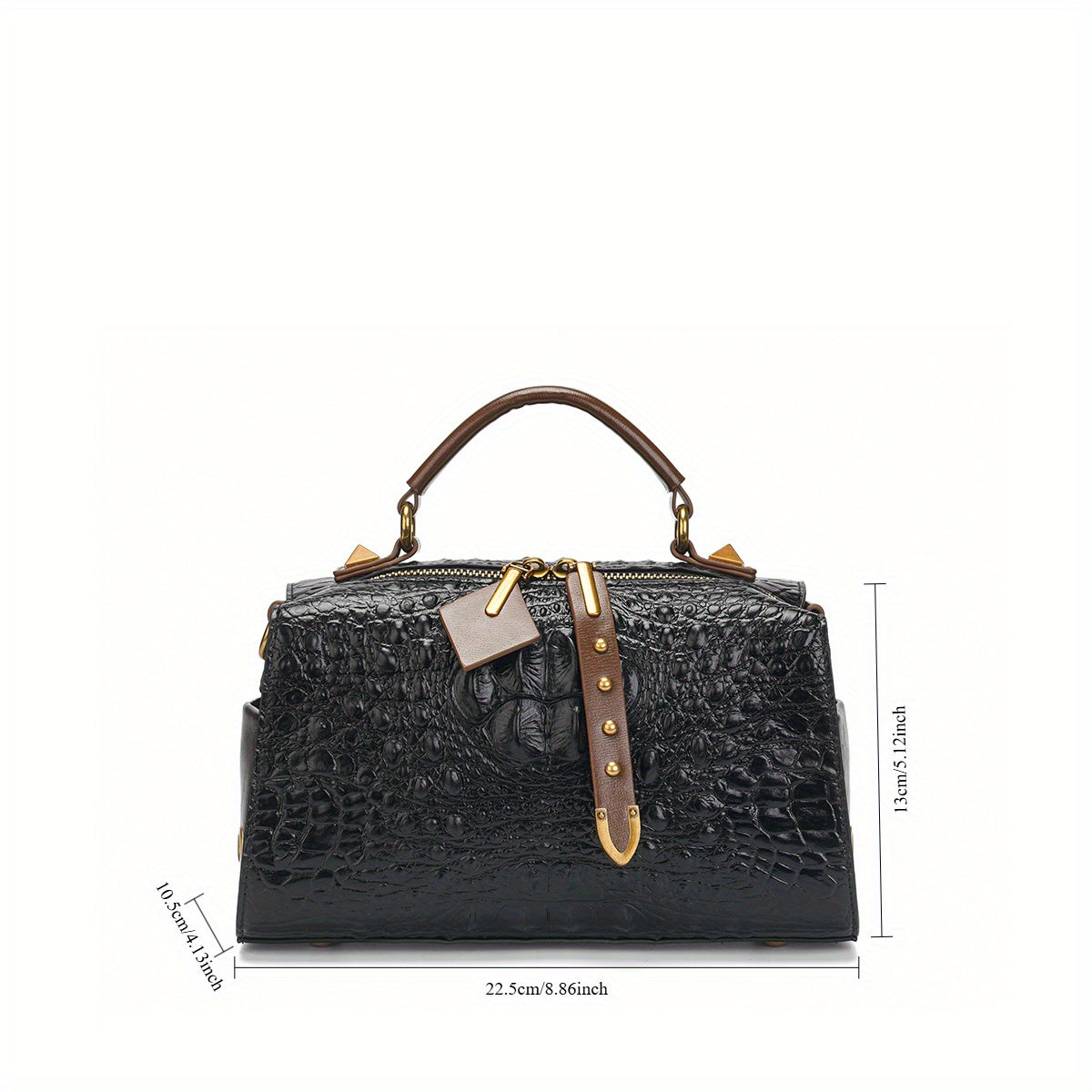 Crocodile Texture Tote Bag with Embroidered Strap for Evening Events