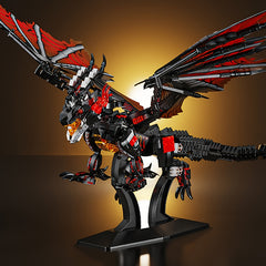 Fire Ice Dragon Building Blocks Detailed Model Kit with Red & Gold Accents
