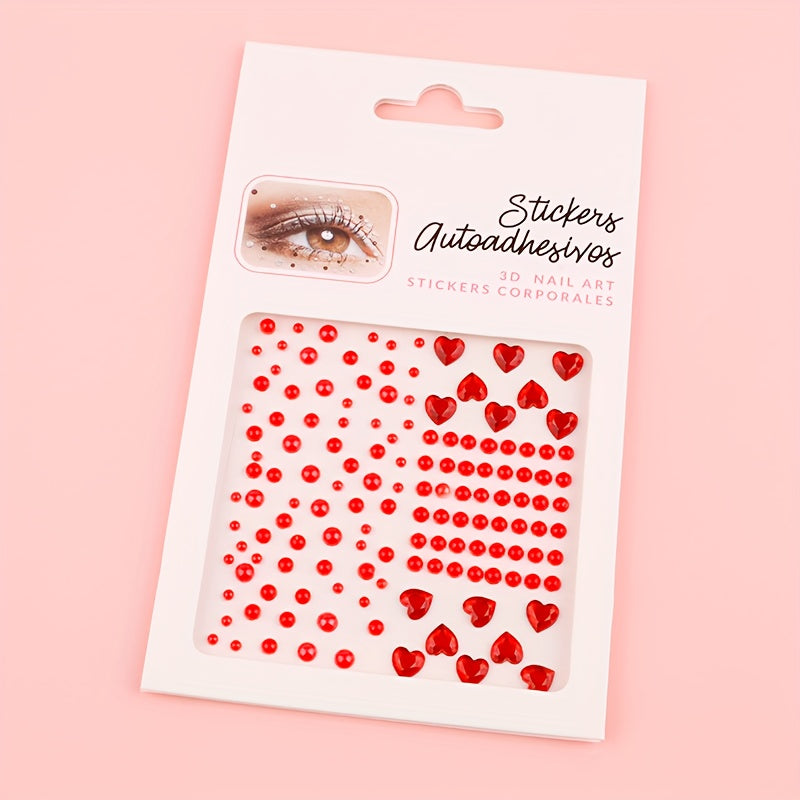 Colorful Eye Makeup Stickers Rhinestone & Pearl Decoration