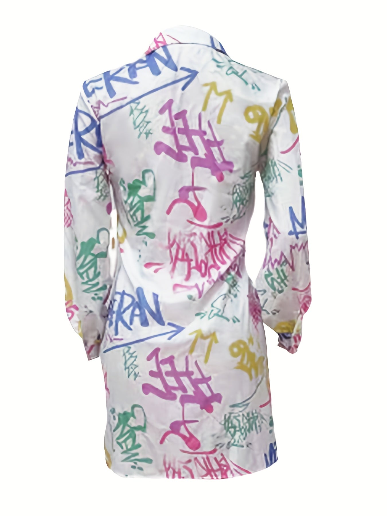 Graffiti Print Button Up Blouse