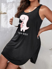 Cartoon Dinosaur Print Racer Back Tank Dress