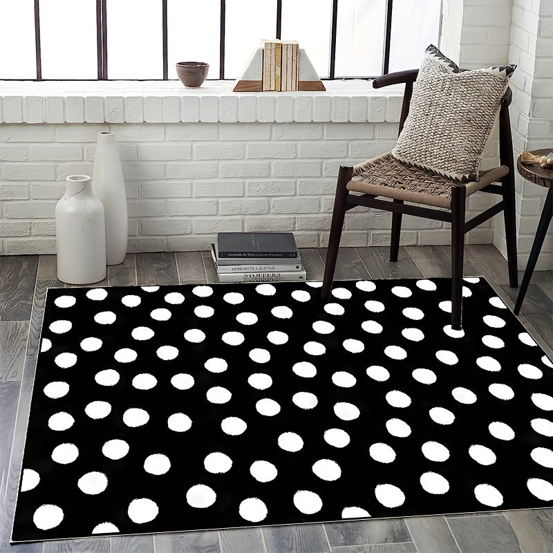 Faux Wool Dot Print Large Carpet Area Rug Non Slip Backing Machine Washable