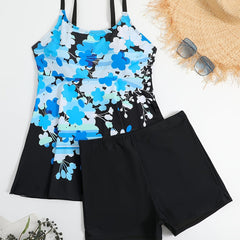 Floral Tank Top & Shorts Swimsuit Set
