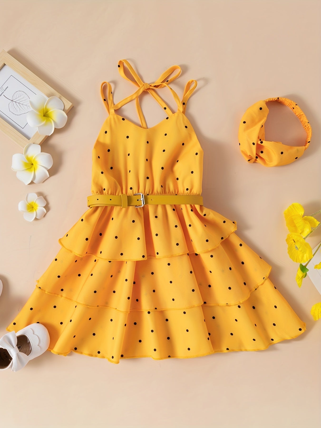 Polka Dot Print Layered Cami Dress