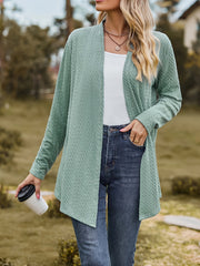 Casual Cardigan Women's Plus Textured Long Sleeve