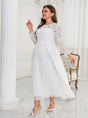 Lace Round Neck Maxi Bridesmaid Dress
