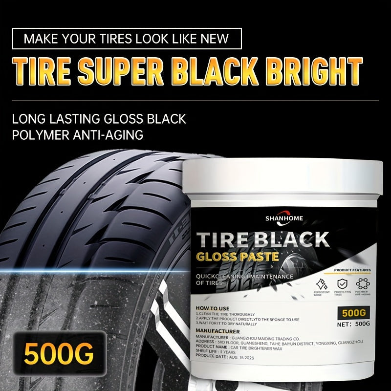 500g Car Tire Blackening Polish Increase Gloss Wheel Hub Cleaning