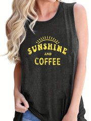 Letter Print Crew Neck Tank Top for Women