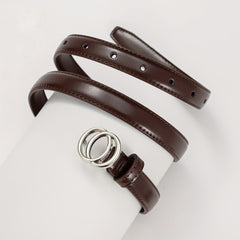 Smooth Double Connection Oval Buckle Head Leather Belt For Boys And Girls