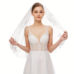 Bridal Veil Short Lace Edge Wedding Hair Accessory