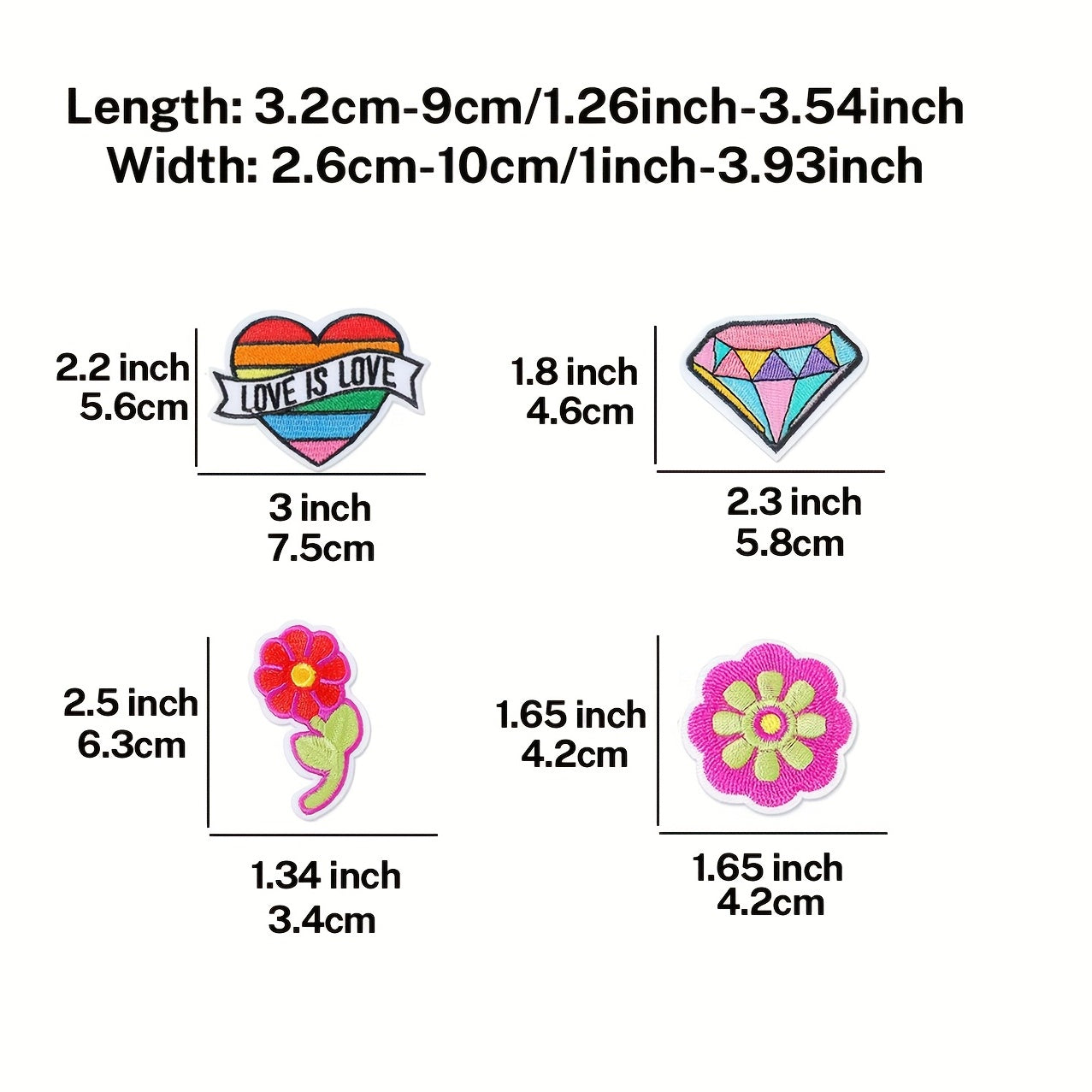 26pcs Vintage Iron On Patches Clothing Appliques Repair Kit Embroidered Stickers