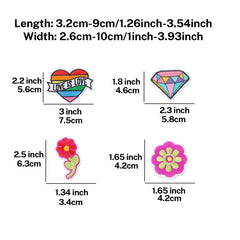 26pcs Vintage Iron On Patches Clothing Appliques Repair Kit Embroidered Stickers