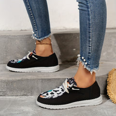 Women's Lightweight Canvas Sneakers Low Top Lace Up Comfy Walking Shoes