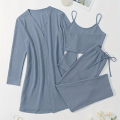 Waffle Knit 3-Piece Loungewear Set