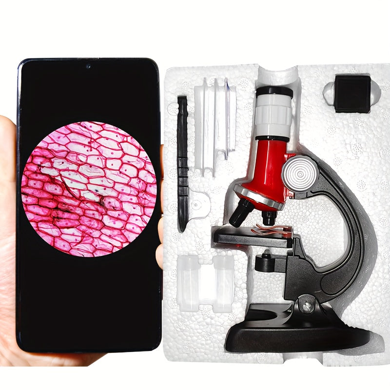 Children's Microscope 1200X 3 Objective Lenses LED Fill Light Christmas Gift