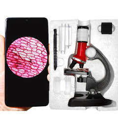 Children's Microscope 1200X 3 Objective Lenses LED Fill Light Christmas Gift
