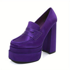 Women's Closed Toe Block Heel Pumps Comfy Slip On Platform Shoes