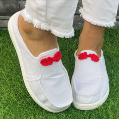 Red Button Decor Flat Shoes Women's Shallow Mouth Casual Shoes