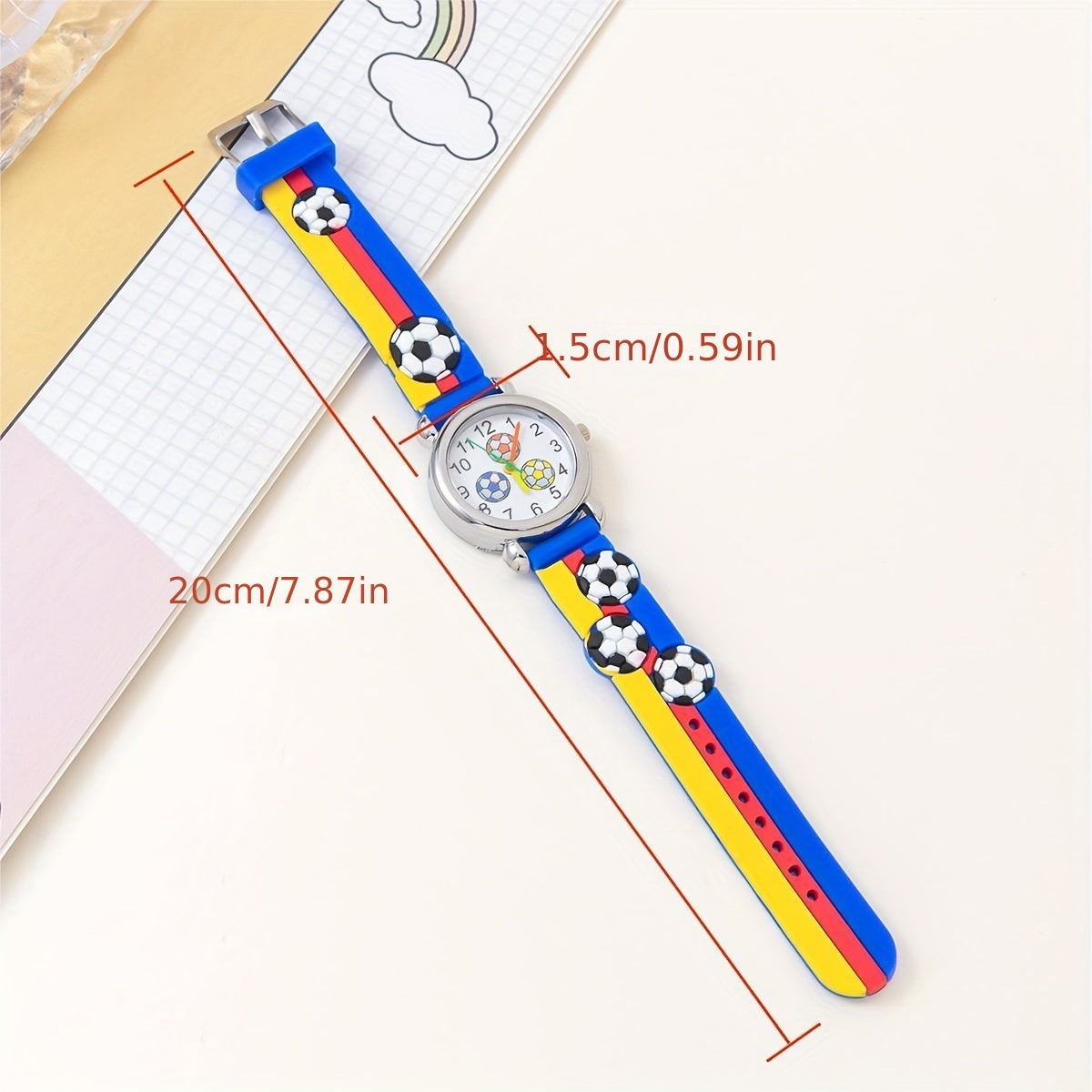 Boys Cartoon Soccer Silicone Sports Watch