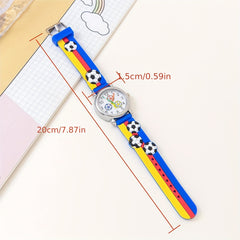 Boys Cartoon Soccer Silicone Sports Watch